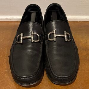 Salvatore Ferragamo Black Leather Men's Loafers 11D